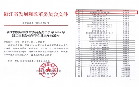 喜報！嘉農(nóng)股份獲評浙江省服務業(yè)領軍企業(yè)！